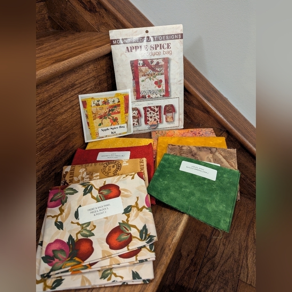 Mount Redoubt Designs by Letita Hutchings Apple spice produce bag Quilt Project